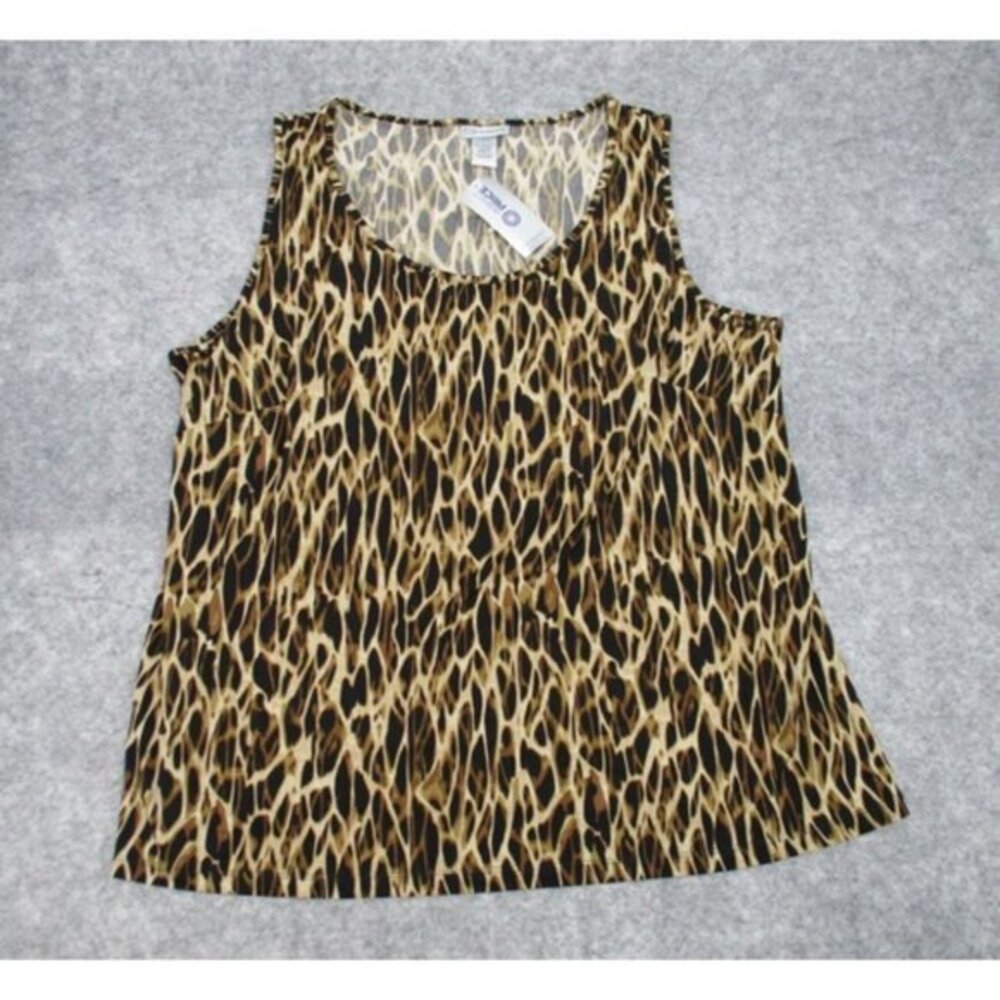 Catherines Womens Top 2X Animal Print Blouse Sleeveless Flowy Plus Size New